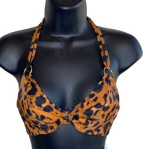 NWT Freya Roar Instinct Leopard Underwire Bikini Top 32C Supportive Swim